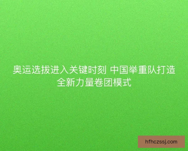 奥运选拔进入关键时刻 中国举重队打造全新力量卷团模式