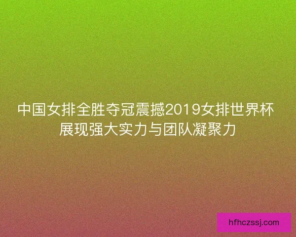 中国女排全胜夺冠震撼2019女排世界杯 展现强大实力与团队凝聚力